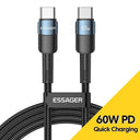 Essager 100W Type C USB C PD Fast Charging Cable for Macbook Samsung   ourlum.com 2m 60W Blue 