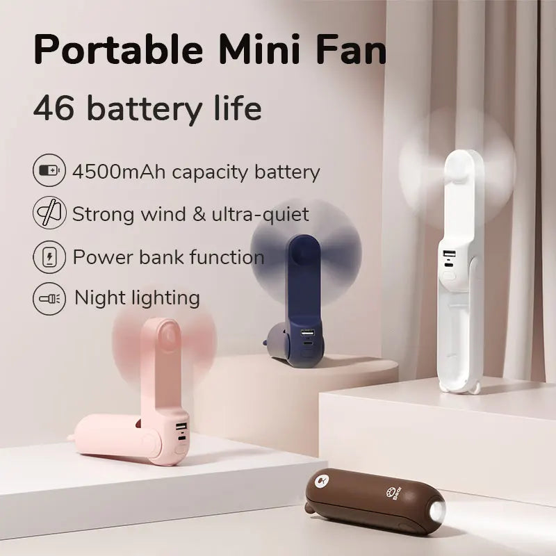 JISULIFE Handheld Fan with Power Bank & Flashlight: Ultimate Cooling Companion  ourlum.com   