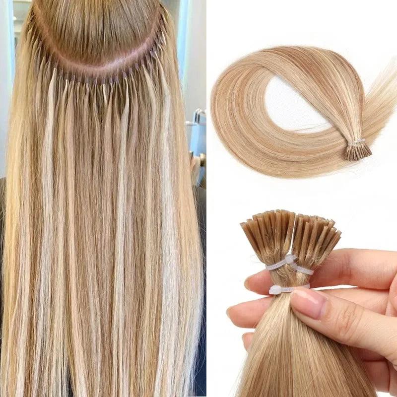 MRS HAIR I Tip Human Hair Extensions - Premium Quality Micro Beads Capsules - 24" Length - Various Color & Package Options  ourlum.com   