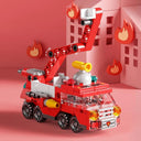 City Vehicles Building Blocks Set for Creative Kids: Construct Fire Car, Police Truck, Crane, Tank, Helicopter Bricks.  ourlum.com   