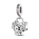 Pink Silver Plated Butterfly Flower Charm Beads for Jewelry