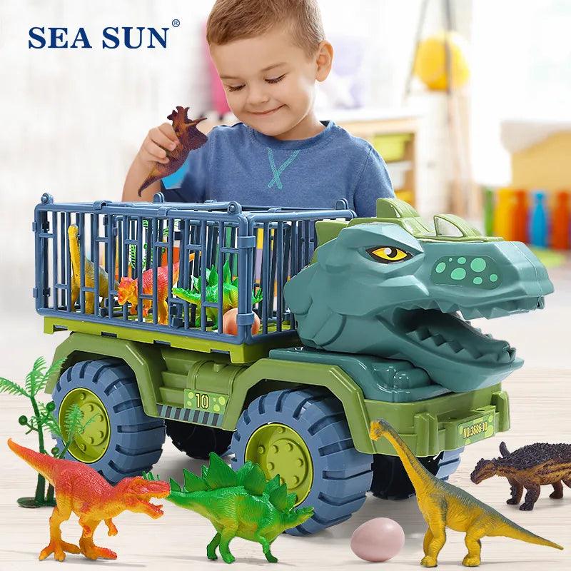 Dinosaur Truck Transporter Toy: Educational ABS Plastic Kids Play Set  ourlum.com   