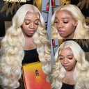 38 Inch 250% Density Body Wave Lace Frontal Wig 613 Blonde