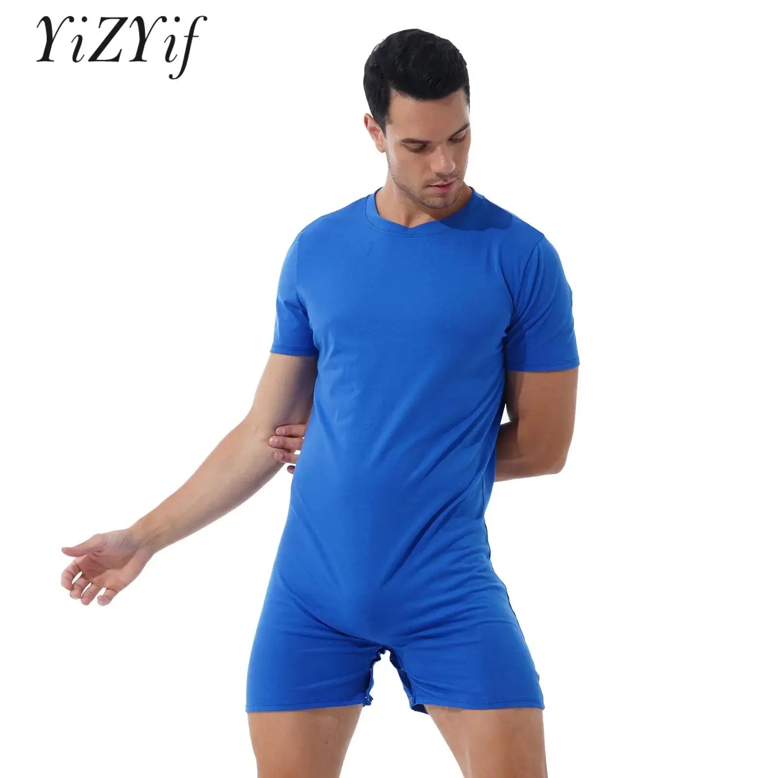 Men's Multi-Functional Summer Sports Bodysuit with Press Crotch for Comfort and Style