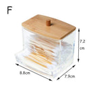 Acrylic Cotton Pad and Swab Holder with Bamboo Lid: Stylish Bathroom Organizer  ourlum.com F  