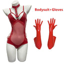 Seductive Glossy PU Leather Catsuit Set with Accessory Bundle  OurLum.com Style-2-Red-B S-M 