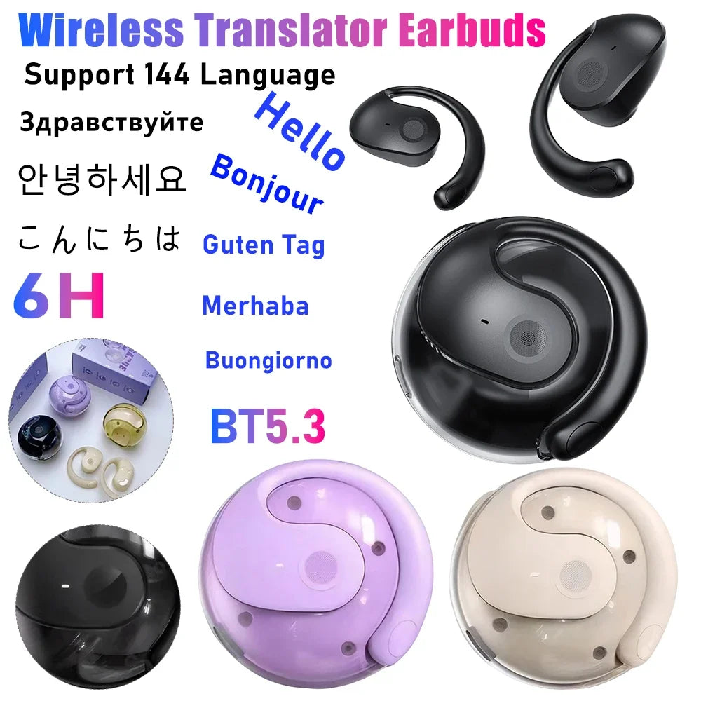 Translator Earbuds TWS Language Translation Earphones Real-Time Instant Translation Earbud Smart Translate Headphone For Meeting