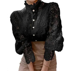 Elegant Floral Lace Blouse: Stylish Office Attire for Women