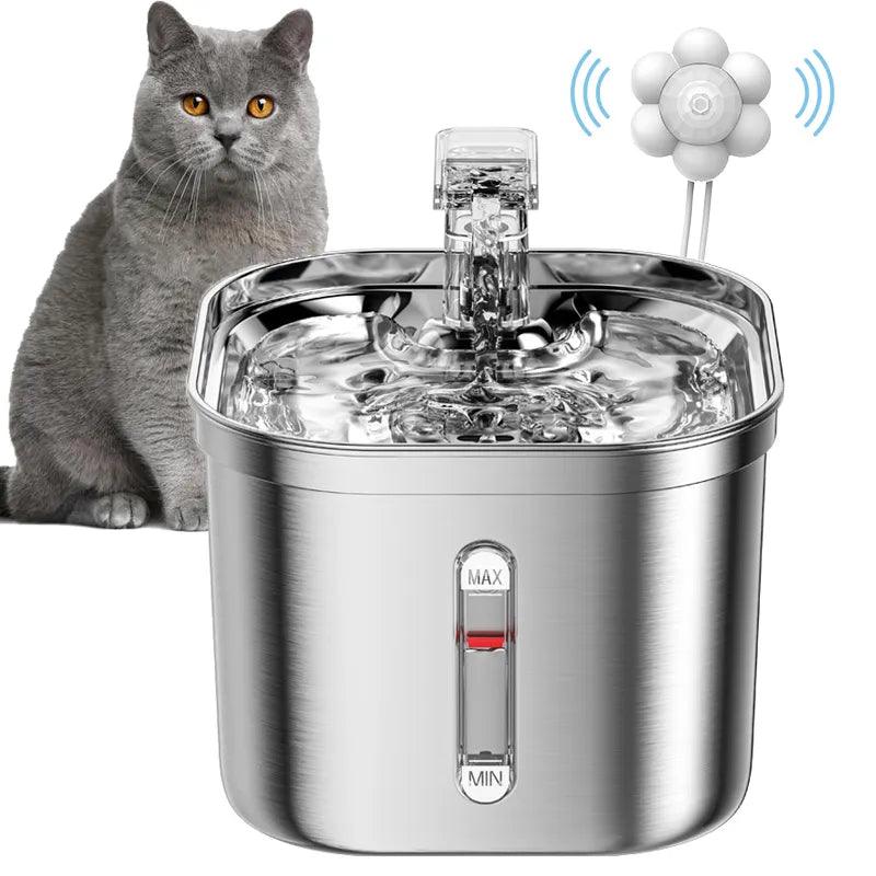 Stainless Steel Cat Fountain: Stylish Automatic Water Dispenser for Cats  ourlum.com   