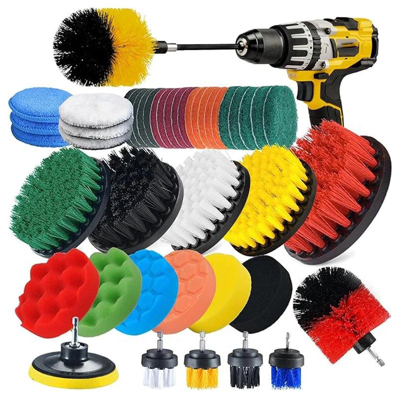 Electric Drill Brush Attachment Set with Power Scrubber for Car, Kitchen, Bathroom Cleaning - Professional Cleaning Tool Kit  ourlum.com   