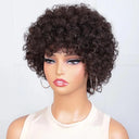 Pixie Afro Curly Bob Human Hair Wig Brazilian Remy Brown Kinky