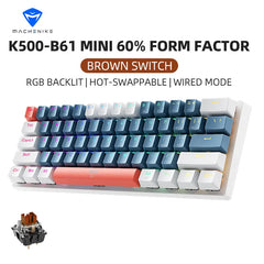 Machenike Mini Wired Mechanical Keyboard: Customizable RGB Backlit Keys