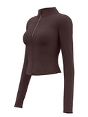 High Quality Waist Slimming Training Tops Women's  Tight Stand Collar Full Zipper long Sleeves Fitness Running Yoga shirts