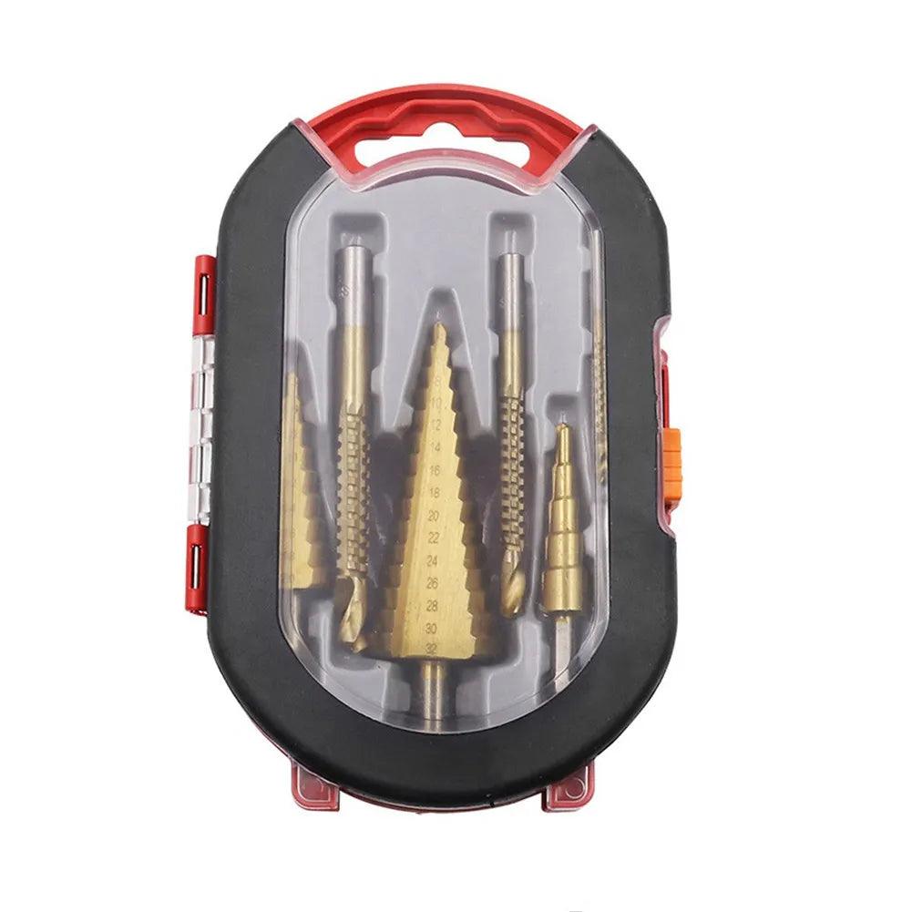 6-Piece Titanium Coated Step Drill and Saw Bit Set for Woodworking and Metal Drilling  ourlum.com   