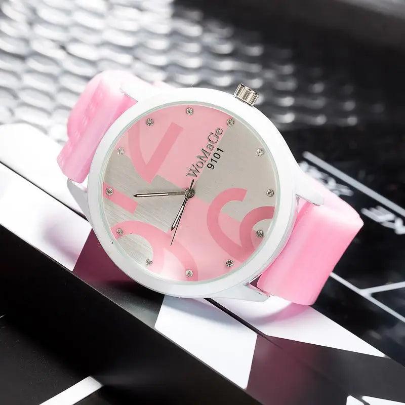 Green Silicone Sports Watch for Women - Stylish Quartz Wristwatch with Big Numbers  OurLum.com Pink  