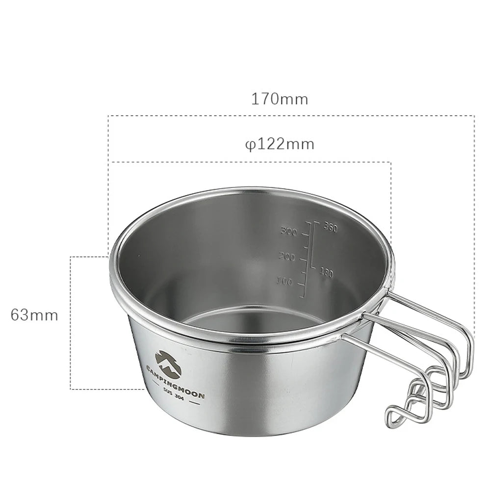 Portable 450ml Stainless Steel Sierra Bowl for Camping, Hiking, and Picnics with Storage Bag