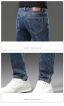 Winter Fleece Thick Warm Men's Slim Straight Denim Pants