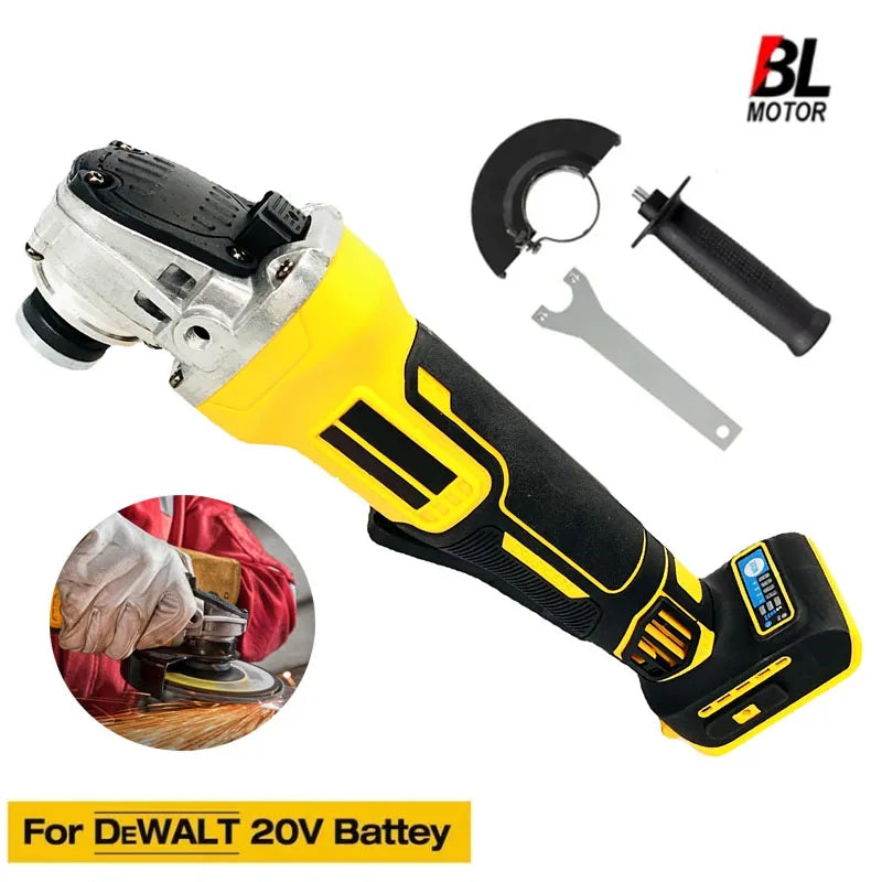 Cordless Brushless Angle Grinder for Dewalt 18V/20V - 4 Gears Woodworking Tool