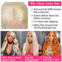 613 Honey Blonde Body Wave Lace Front Human Hair Wig 34 Inch