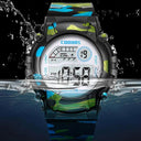 COOBOS Kids Waterproof LED Sports Watch Active Navy Blue Camo