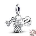 Heart Shaped Sterling Silver Charm Bead - Zircon Adorned Pandora Bracelet Pendant  ourlum.com KJC040  