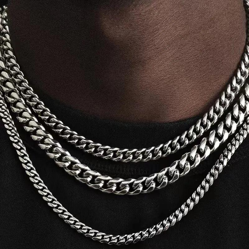 Punk Stainless Steel Curb Chain Necklaces Black Gold Chokers  ourlum.com   