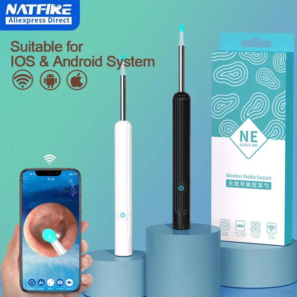 NATFIRE NE7 Smart Visual Ear Sticks Otoscope 1296P Endoscope Wax Removal Tool Earpick Mini Camera Health Care Ear Cleaner  ourlum.com   