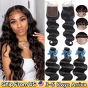 Brazilian Body Wave Hair Bundle Set with Lace Closure Deal