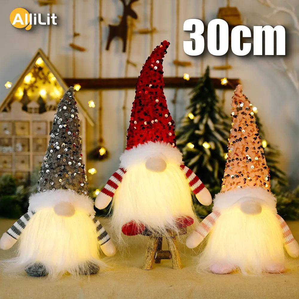 Enchanting 30cm Christmas Elf Gnome LED Light Home Decor Xmas Navidad Gift for Kids  ourlum.com   
