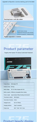 AULA F75 Wireless Mechanical Keyboard Gamer Customized Hot-Swap 75% Layout