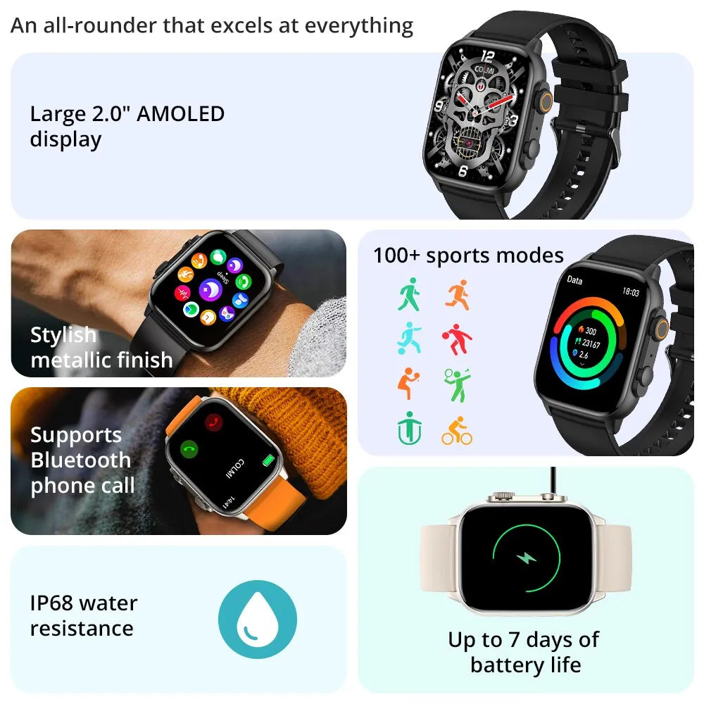 COLMI C81 AMOLED Smartwatch: Waterproof, Sports Modes, Voice Assistant, Blood Oxygen Sensor  ourlum.com   