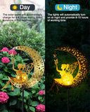 Solar Moon Fairy Lamp Outdoor Garden Iron Flower Light