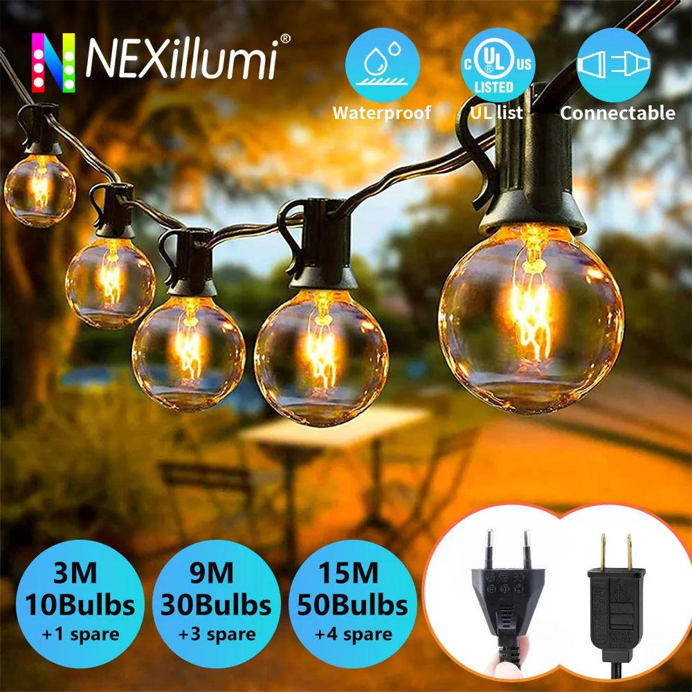 Enchanting 50Ft Connectable Patio String Lights for Outdoor Ambiance - Warm White Glow, Waterproof, Easy Installation  ourlum.com   