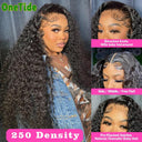 250 Density Deep Wave Lace Front Curly Human Hair Wig