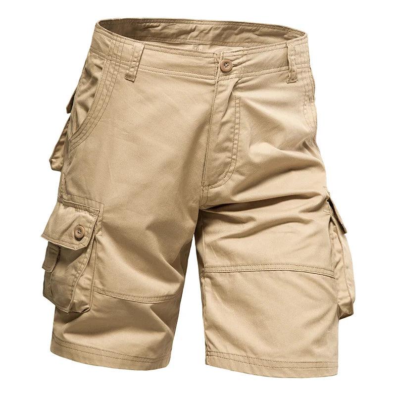 Men's Cotton Multi-Pocket Summer Overalls: Stylish Comfort for Outdoor Beach Sports  ourlum.com 001khaki 44 