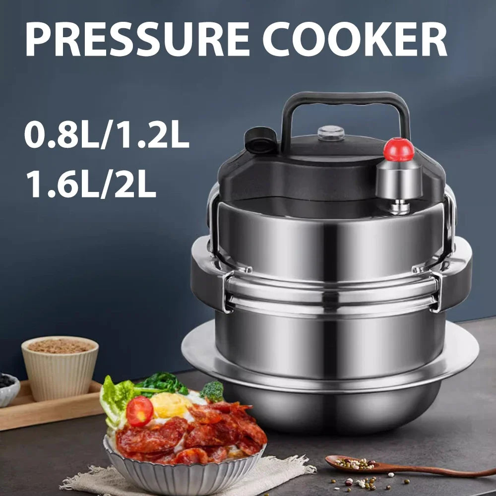 Portable Stainless Steel Pressure Cooker for Camping and Home Cooking (0.8-2L)