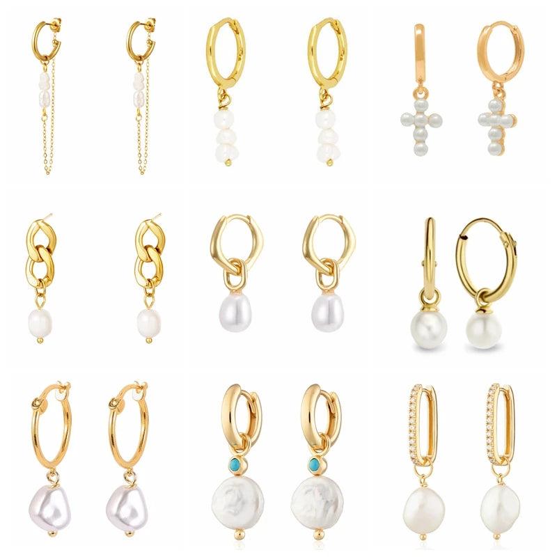 Elegant ROXI 925 Sterling Silver Pearl Earrings with 18K Gold Plating  ourlum.com   