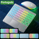 Bluetooth Touchpad Keyboard: RGB Backlit for  Pad SEO: Rainbow Gradient LED Light, 7 Colors, 2 Light Modes, Long Battery Life  ourlum.com EN Portuguese White United State 