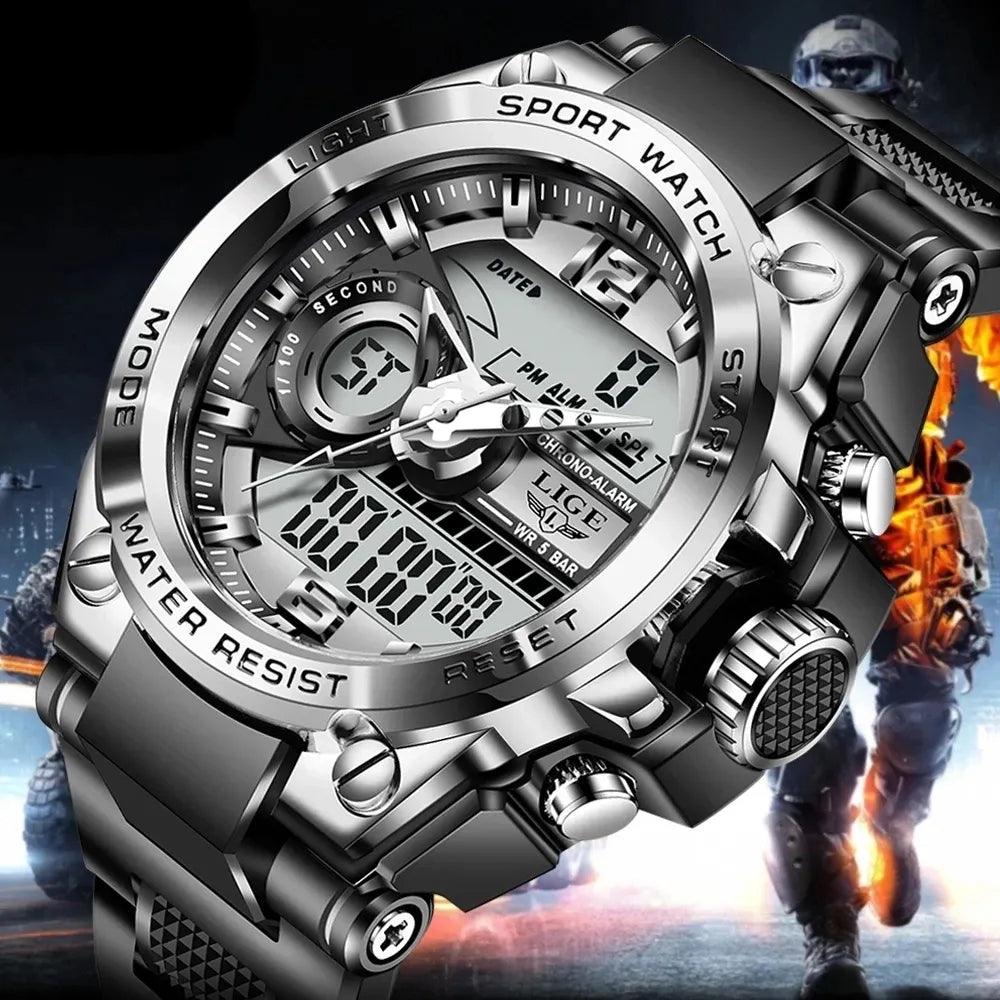 LIGE Men's Military Adventure Watch: Waterproof Digital Exploration  ourlum.com   