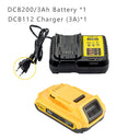 20V 3000mAh DCB200 Li-ion Battery and Charger for DEWALT