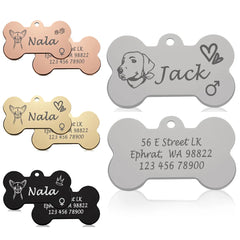 Bone Dog ID Tag: Personalized Engraved Pet Pendant for Cat Puppy Necklace