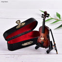 8cm Collection Decorative Ornaments Mini Violin Wooden Gifts