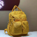 Fashion Woman Backpack Waterproof Nylon Soft Handle Solid Multi-pocket Travel Zipper Feminina School Bags Laptop Backpack  ourlum.com Gardenia Color  