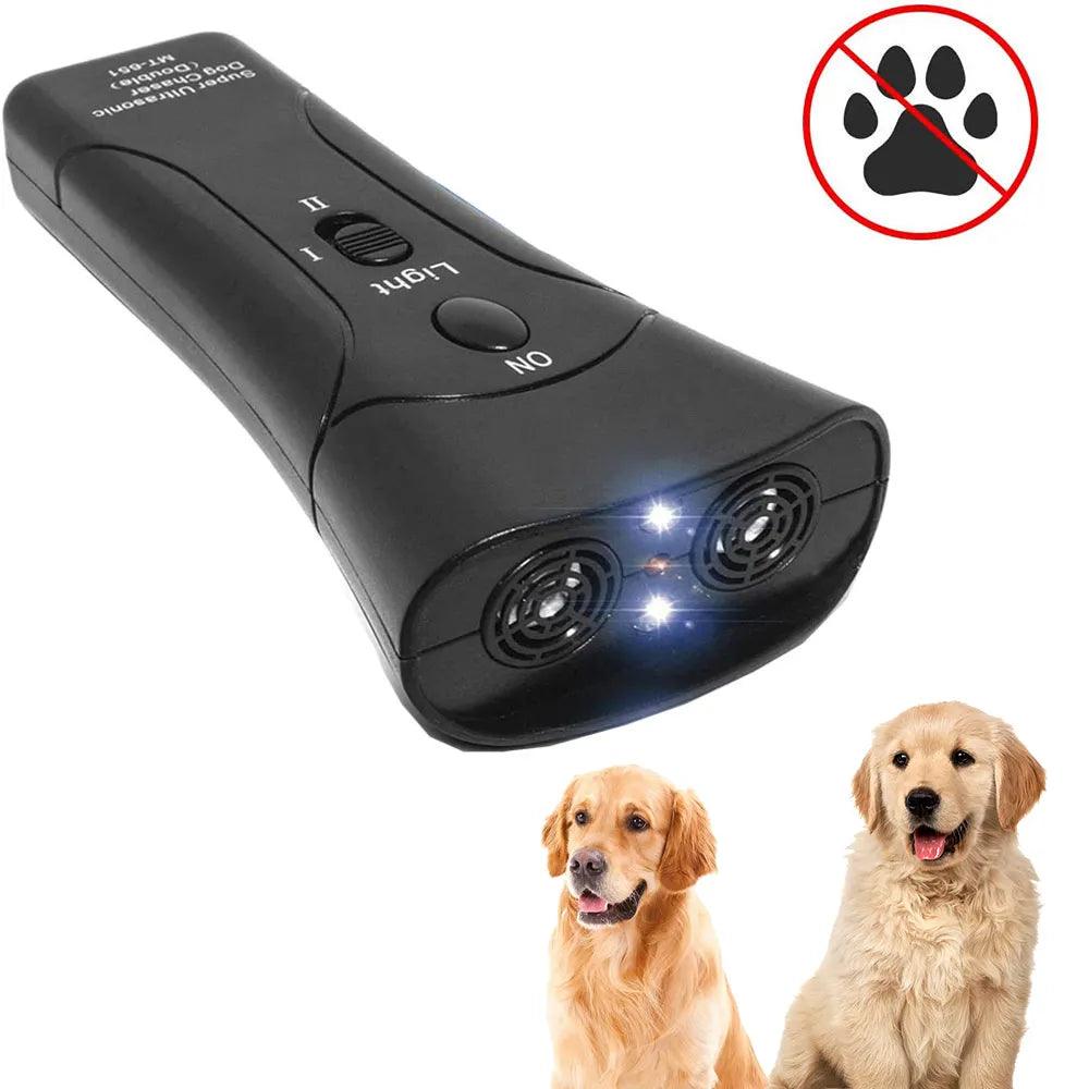 Ultrasonic Dog Bark Repeller Training Device with LED Flashlight  ourlum.com   