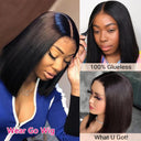 Premium Brazilian Human Hair Short Bob Wig Glueless Lace Front