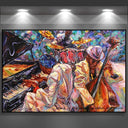 Abstract Music Jazz Band Female Singer Art Poster Canvas