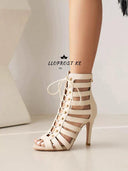 European Chic Cut-Out Peep Toe Heels Stylish Trendsetter