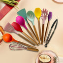 12-Piece Non-Stick Silicone Kitchen Utensil Set with Wooden Handles