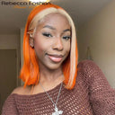 Ginger Blonde Ombre Straight Bob Lace Wig Pre Plucked Hair