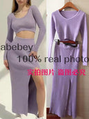 Knitted Winter Sexy Sweater Skirt Suit Cozy Y2K Style Set